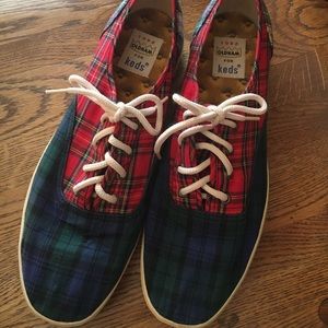 Tom Oldham Keds Vintage Plaid Platform Shoes- 10